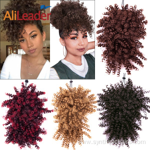 High Puff Kinky Curly Drawstring Ponytail With Bangs